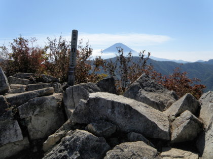 富士山を背に山頂標識