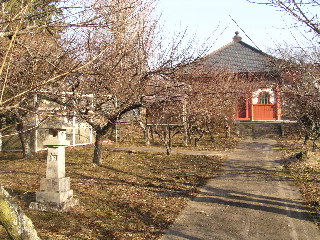 梅の木が植えられた境内