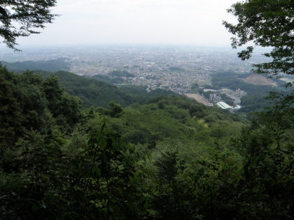 右（東）側の樹間に栃木市街